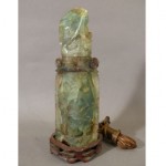 antique chinese carved green quartz lamp