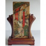 antique chinese painted stone screen