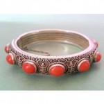 antique chinese silver filigree coral bracelet