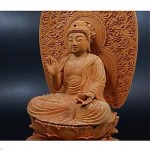 antique japanese carved sandalwood diamond ruby buddha statue