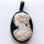 antique jet cameo pendant