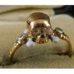 antique memento mori skull diamond crossbone ring