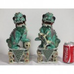 antique pair chinese foo dogs with moving eyes