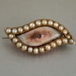 antique pearl painted lovers eye miniature brooch