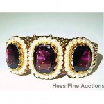 antique victorian 18k almandine garnet pearl bracelet