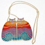 vinage laurel burch cat necklace and earrings