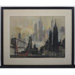 vinatge 1953 pastel drawing nyc skyline