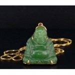 vintage 14k jade buddha pendant necklace