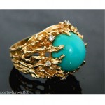 vintage 14k turquoise idamond dome ring