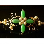 vintage 1880s victorian jade and pearl bracelet