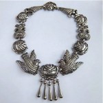 vintage 1930s matl mexico sterling repousse necklace