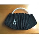 vintage 1940s crochet lucite handle handbag