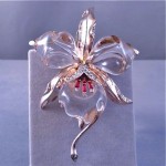 vintage 1940s trifari sterling orchid brooch