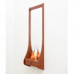 vintage 1950s danish modern teak entry mirror shelf