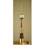 vintage 1950s tony paul brass and walnut lamp