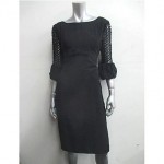 vintage 1960s crochet sleeve little black dress