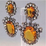 vintage 1960s kenneth jay lane rhinestone and glass earrings