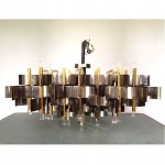 vintage 1960s sciolari brass and chrome chandelier