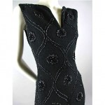 vintage 1960s wool boucle beaded maxi dress