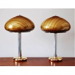 vintage 1970s mushroom table lamps