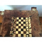 vintage aldo tura italian chess table, chairs and pieces