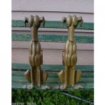 vintage art deco brass hound dog andirons