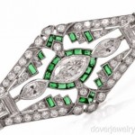 vintage art deco diamond emerald brooch