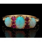 vintage art deco opal and ruby ring