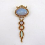 vintage art nouveau 14k opal gemstone pendant pin