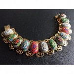 vintage carved glass enamel bracelet