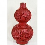 vintage chinese carved cinnabar vase