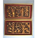 vintage chinese gold gilt framed wood carving panels