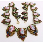 vintage czech glass and enamel necklace