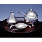 vintage georg jensen sterling condiment set with ebony tray