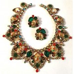 vintage juliana glass necklace and earrings