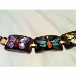 vintage kaye denning butterfly enamel on copper bracelet