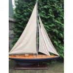 vintage large wooden model pond boat