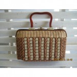 vintage lucite and straw handbag