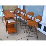 vintage mid-century arthur umanoff bar and stools