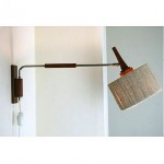 vintage mid-century danish modern teak wall lamp