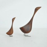 vintage mid-century danish modern walnut birds