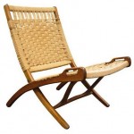 vintage mid-century folding rope lounge chair