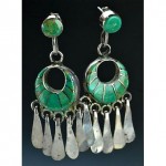 vintage mid-century louis montoya sterling turquoise earrings