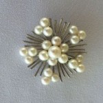 vintage mikimoto sterling pearl starburst brooch