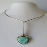 vintage modernist sterling turquoise necklace