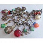 vintage napier asian theme glass charm bracelet