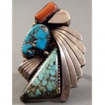 vintage navajo sterling turquoise coral ring