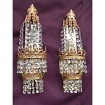 vintage pair french crystal wall sconces