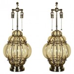 vintage pair murano lamps