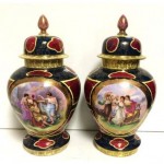 vintage pair royal vienna covered urns